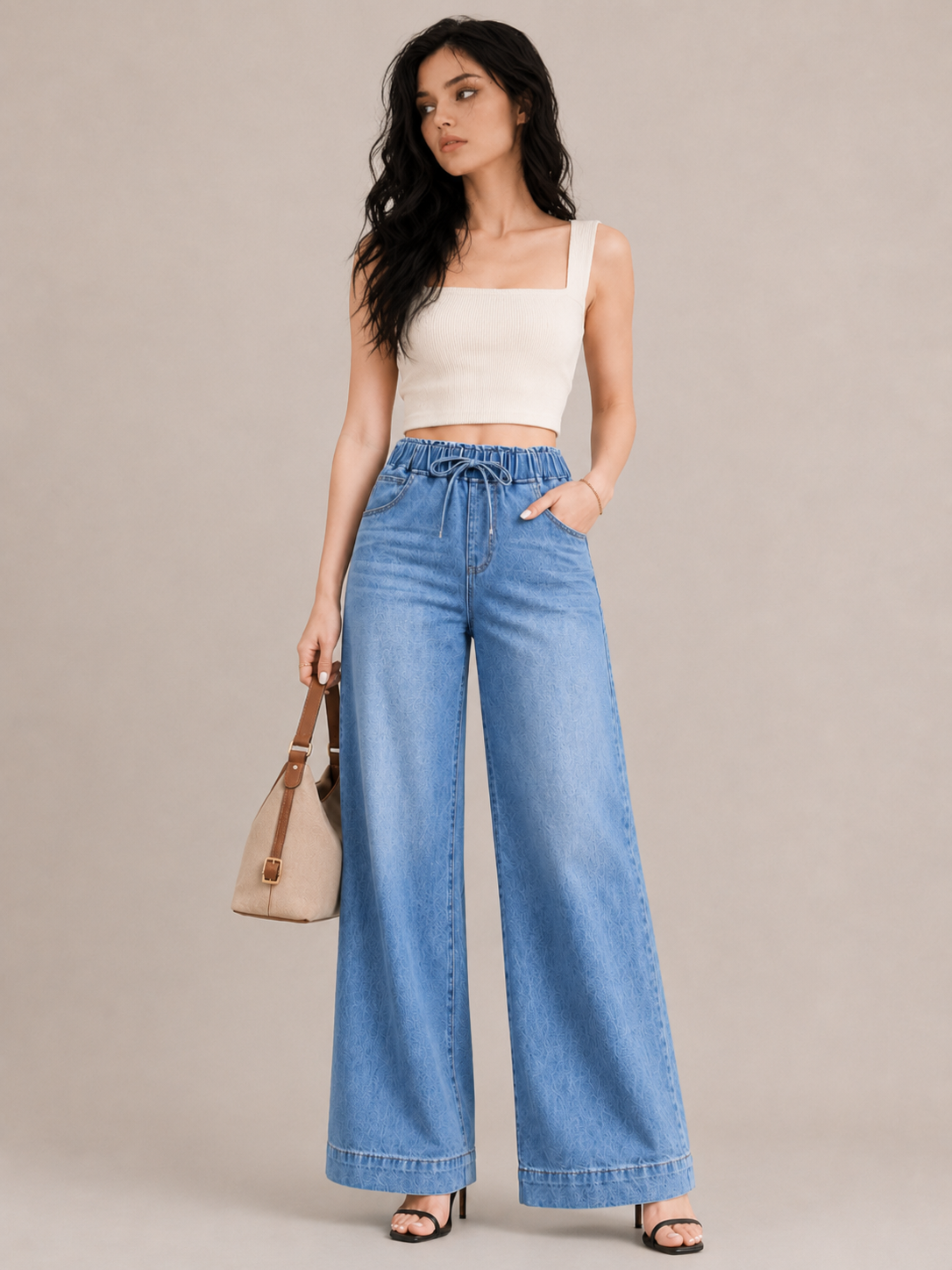 Casual Drawstring Wide-Leg Pants