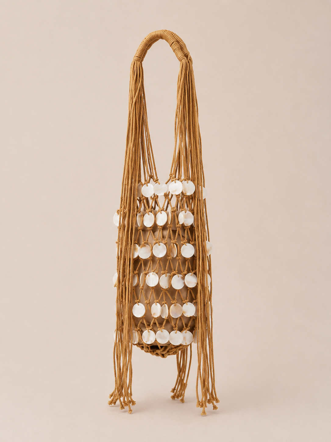 Shell Tassel Decor Mesh Large Shoulder Tote Bag