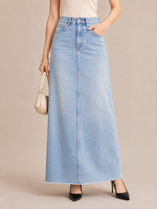 Relaxed High-Waist A-Line Maxi Skirt