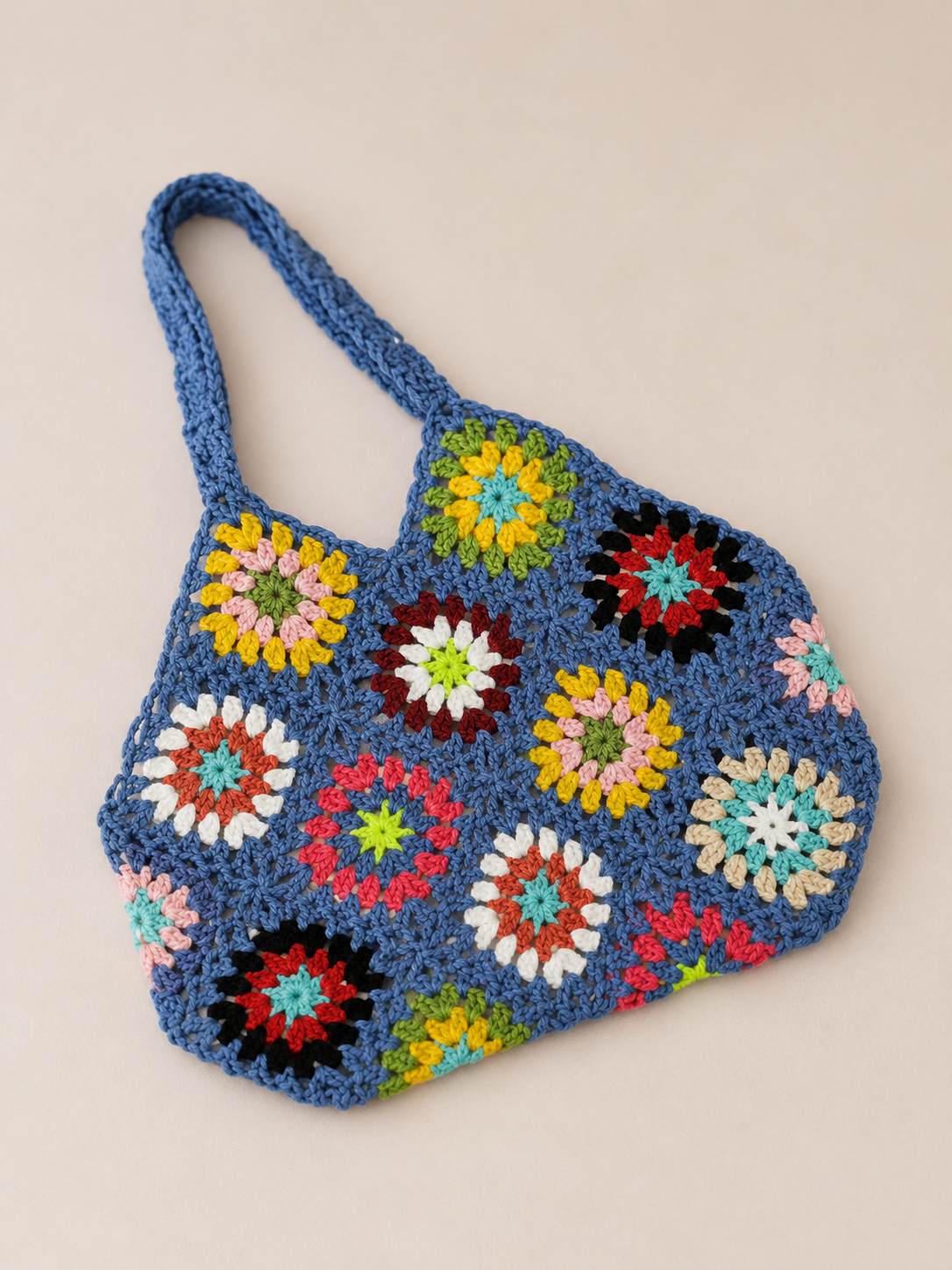 Crochet Floral Tote Bag