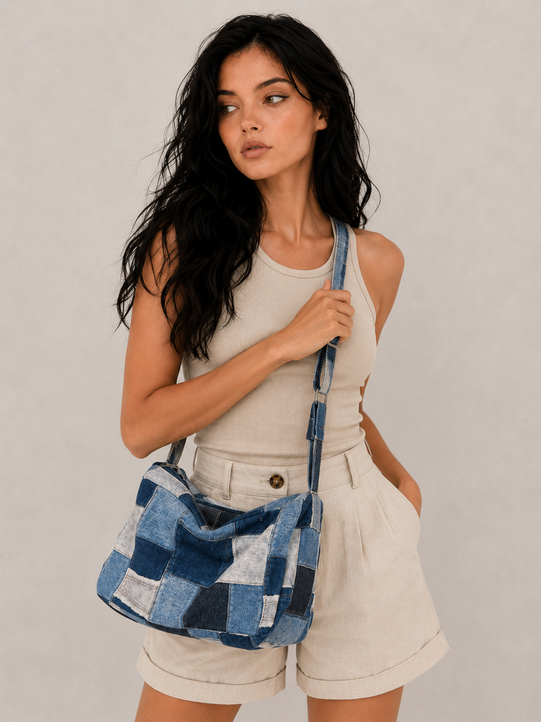 Casual Patchwork Slouchy Shoulder Bag