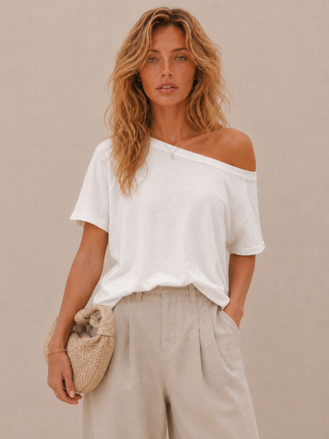 Relaxed One-Shoulder Loose-Fit T-Shirt