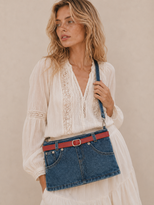 Vintage Belt-Detail Casual Shoulder Bag