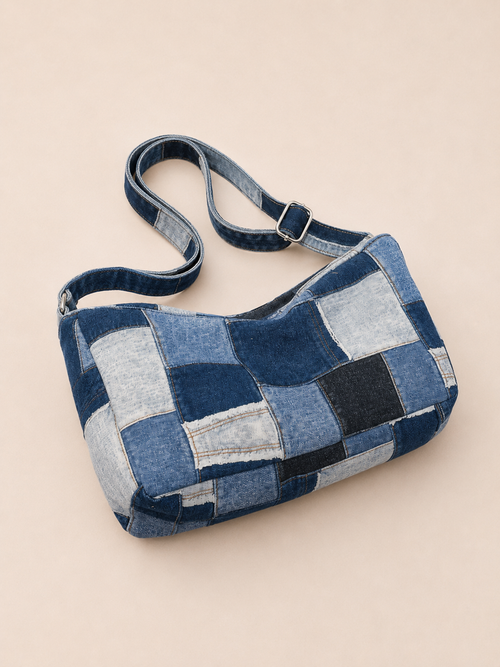 Casual Patchwork Slouchy Shoulder Bag