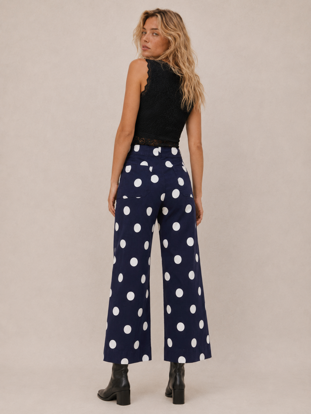 Trendy Polka Dot Print High Waist Women Pants