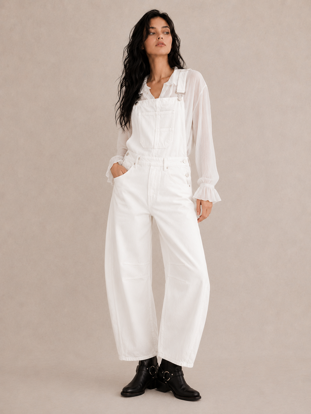 Women's Casual Denim Overalls with Utility Pockets