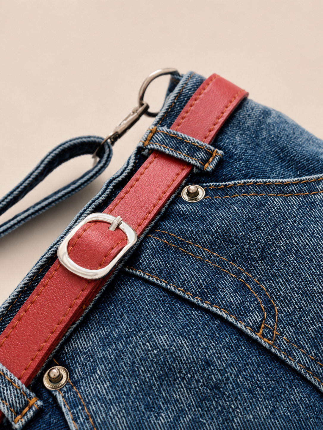 Vintage Belt-Detail Casual Shoulder Bag