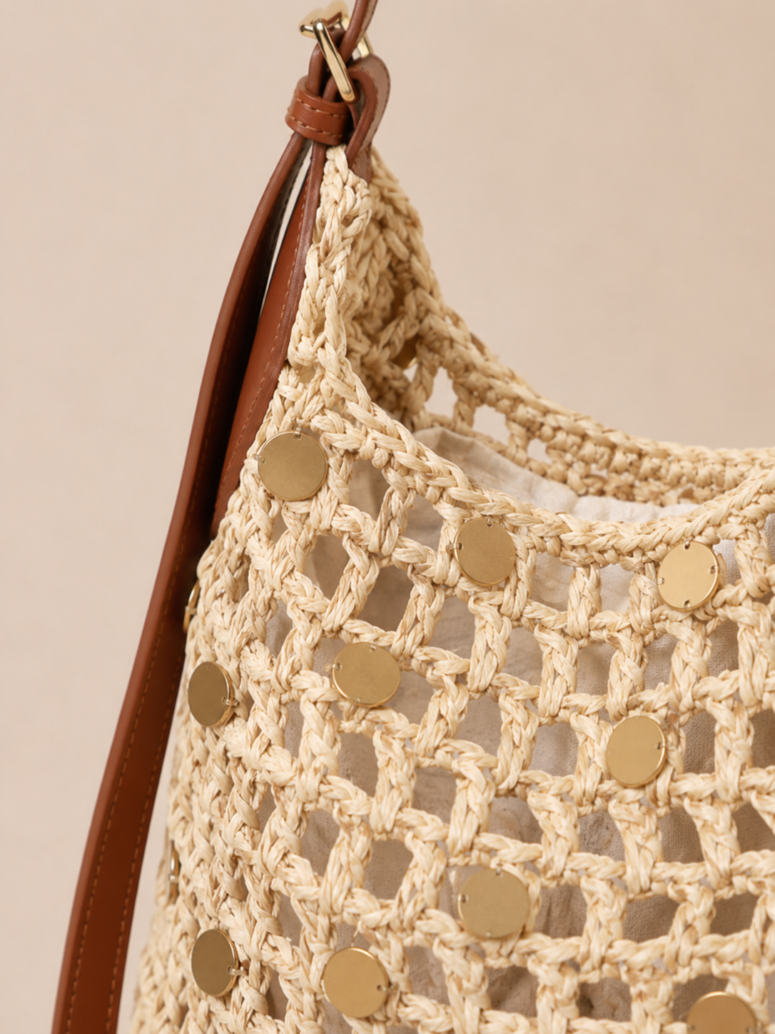 Sequin Straw Woven Crossbody Bag