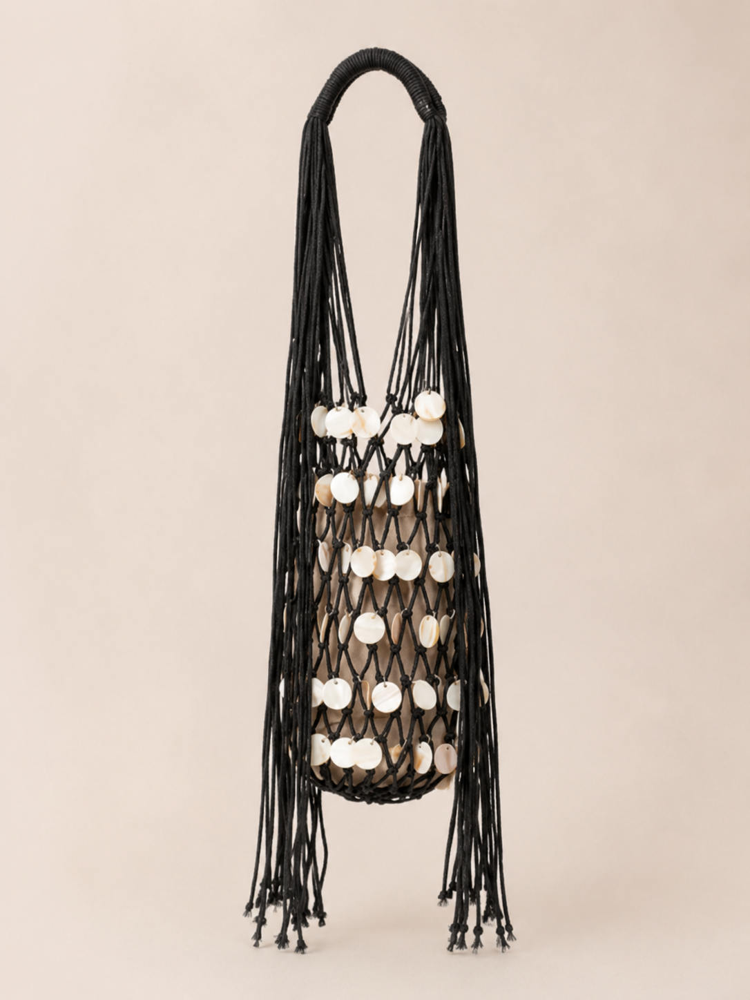Shell Tassel Decor Mesh Large Shoulder Tote Bag