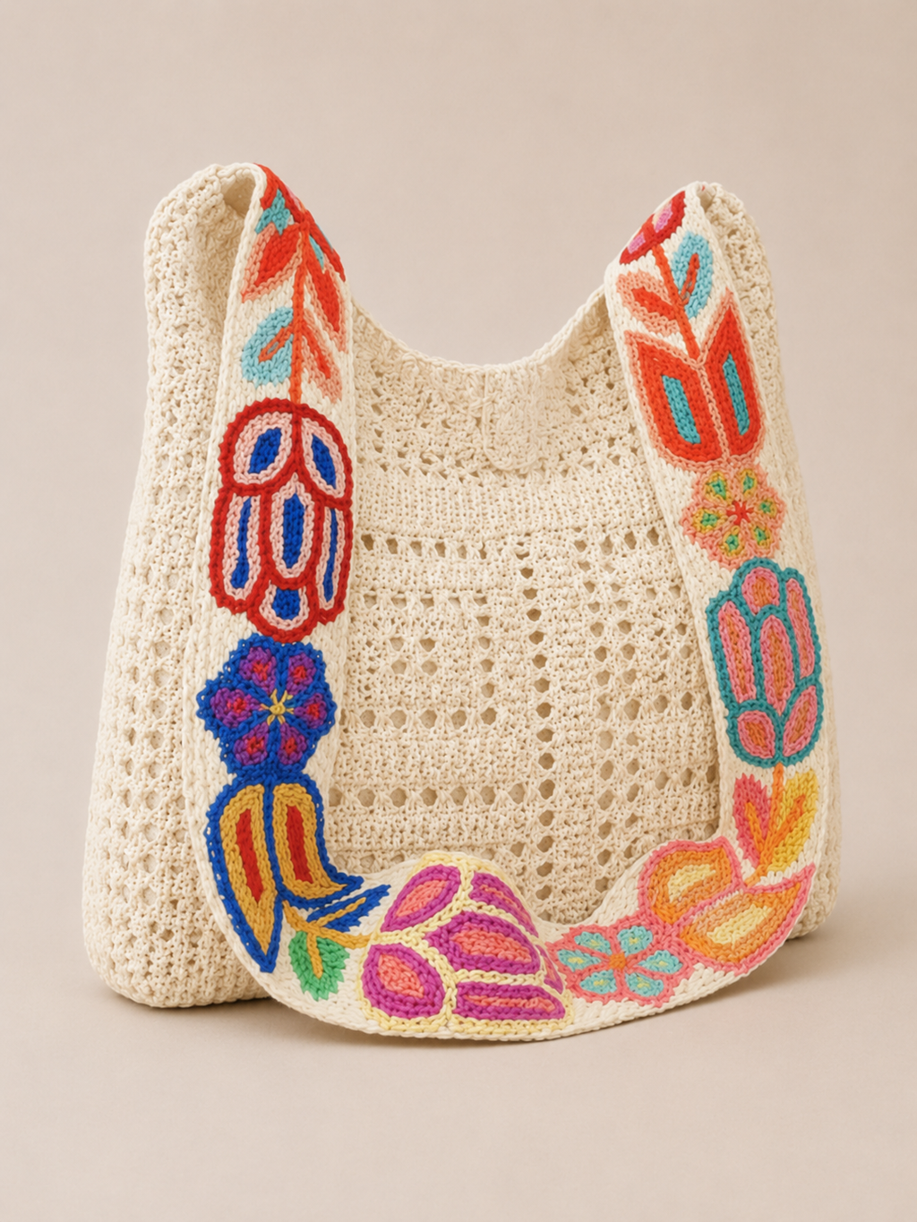 Crochet Floral Shoulder Bag