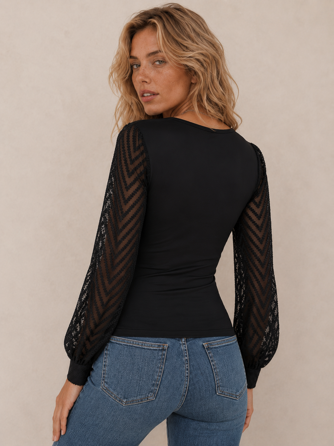 Elegant Surplice Fitted Long-Sleeve Top