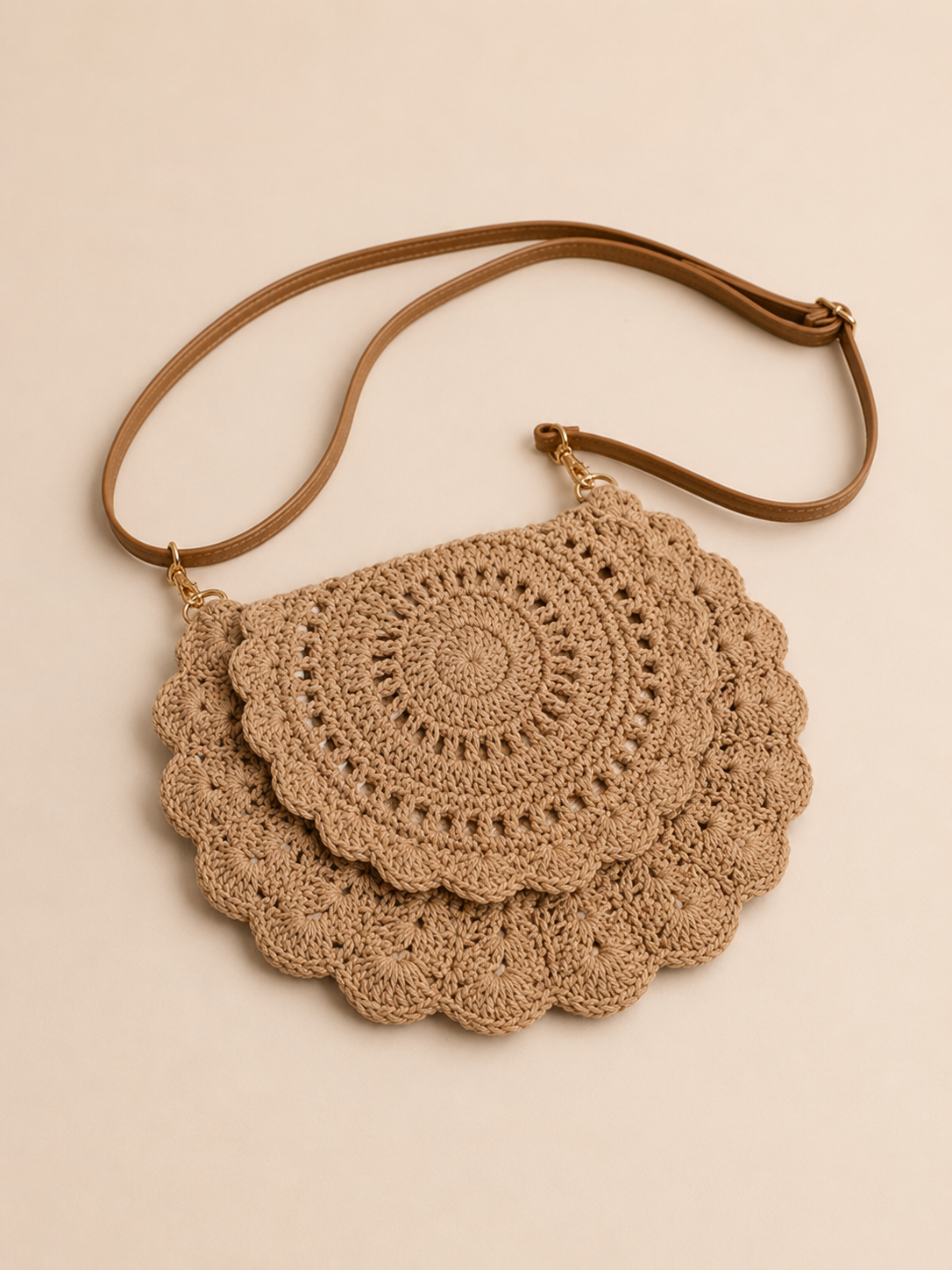 Bohemian Scalloped Round Crossbody Bag