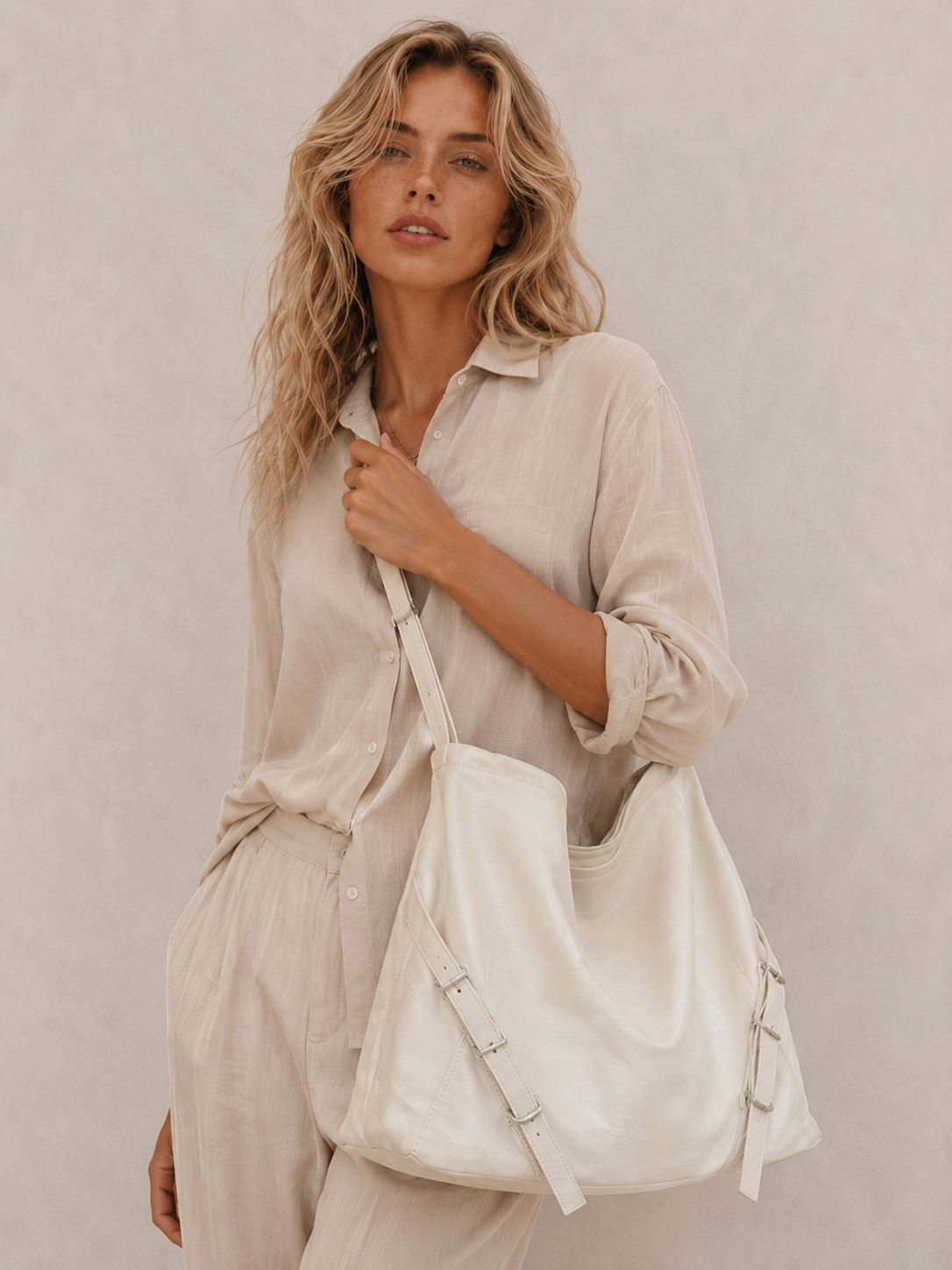 Vintage Buckle Slouchy Convertible Tote