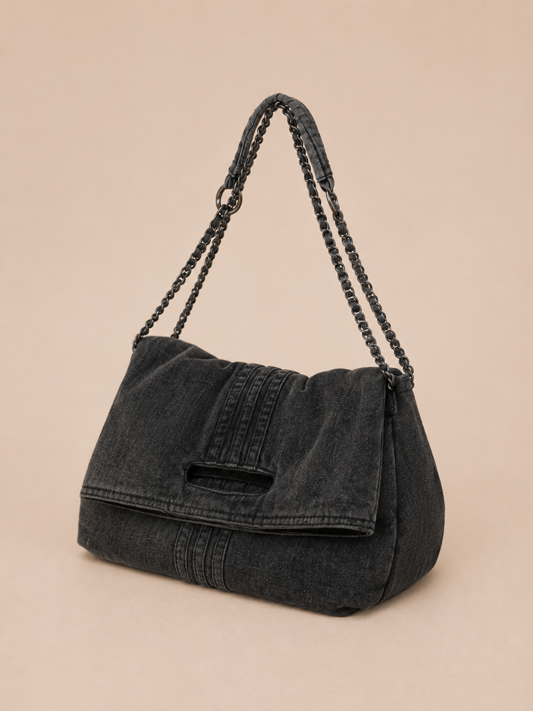 Vintage Chain-Strap Slouchy Shoulder Bag