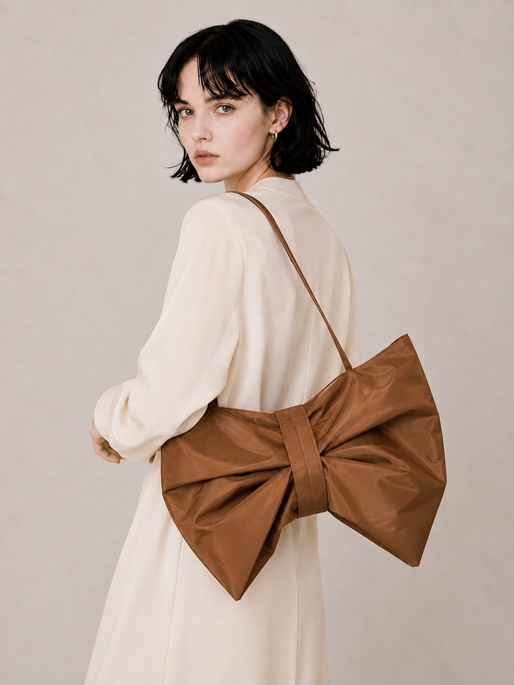 Chic Bow Detail Slouchy Shoulder Bag