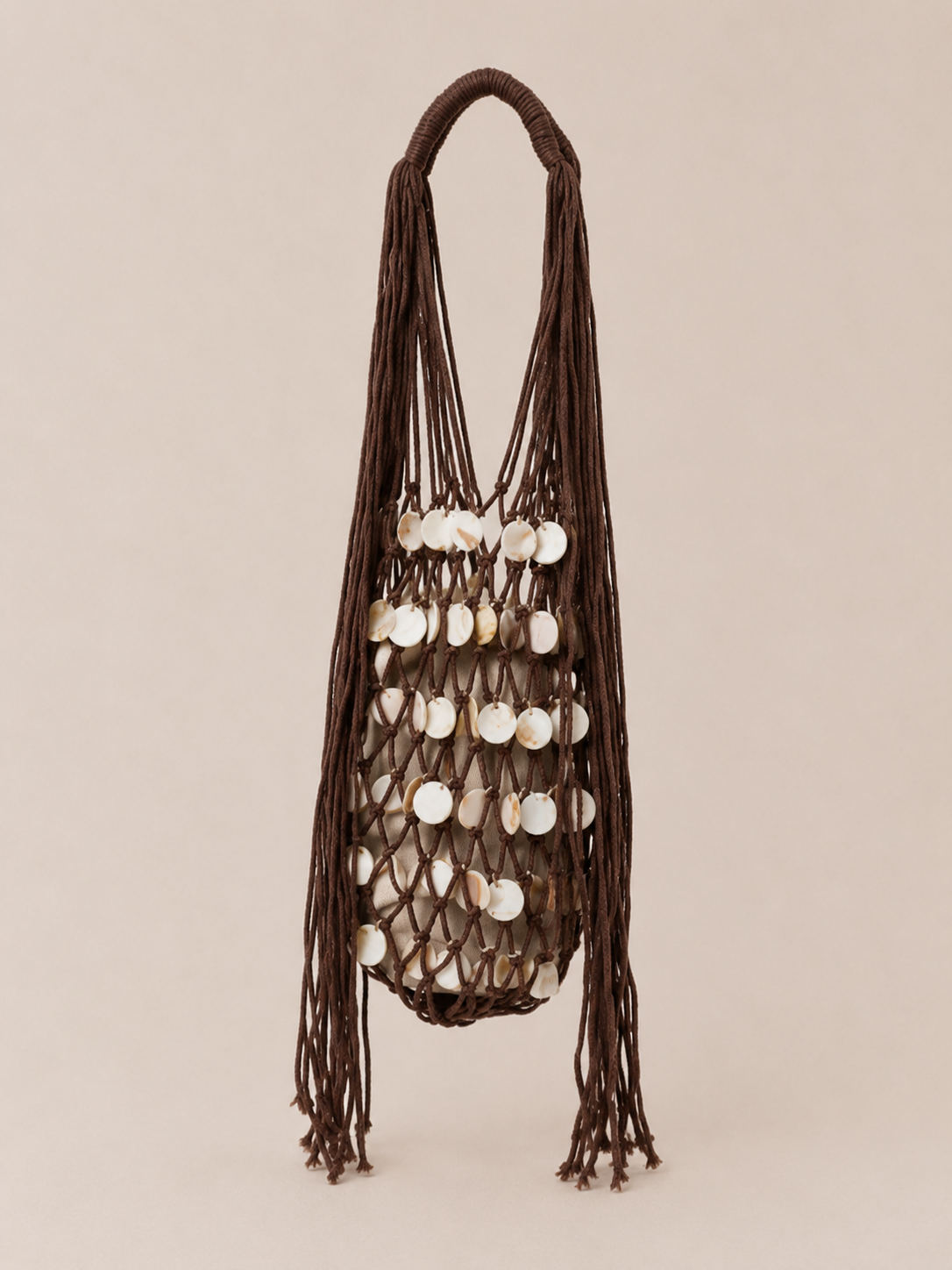 Shell Tassel Decor Mesh Large Shoulder Tote Bag