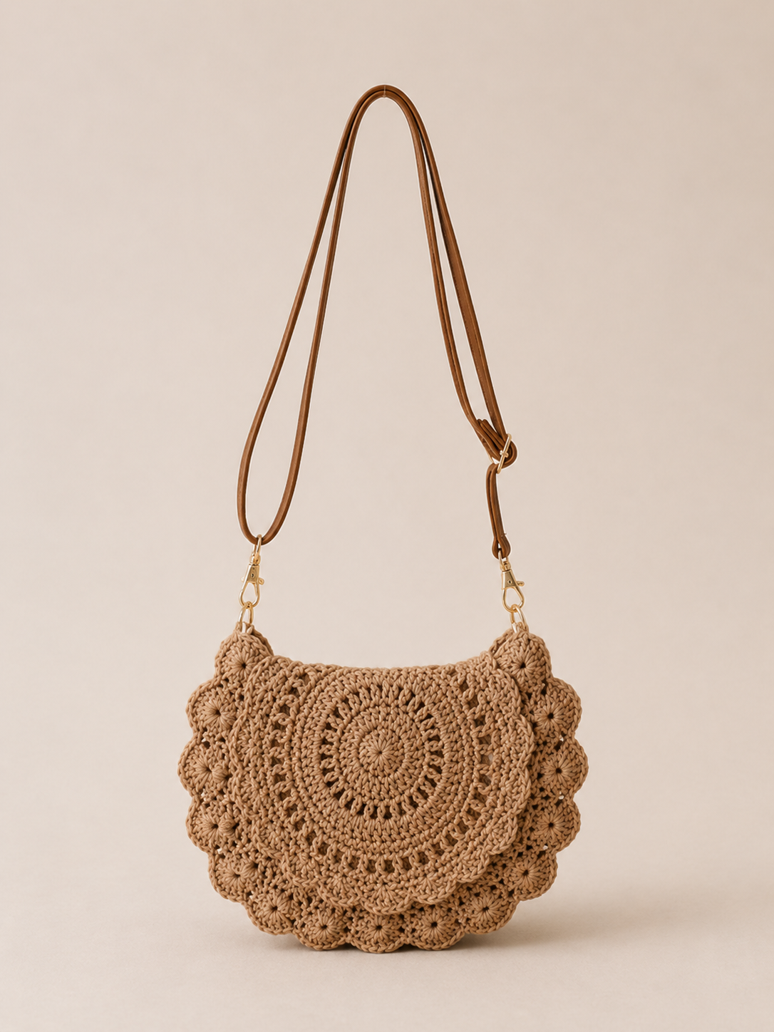 Bohemian Scalloped Round Crossbody Bag