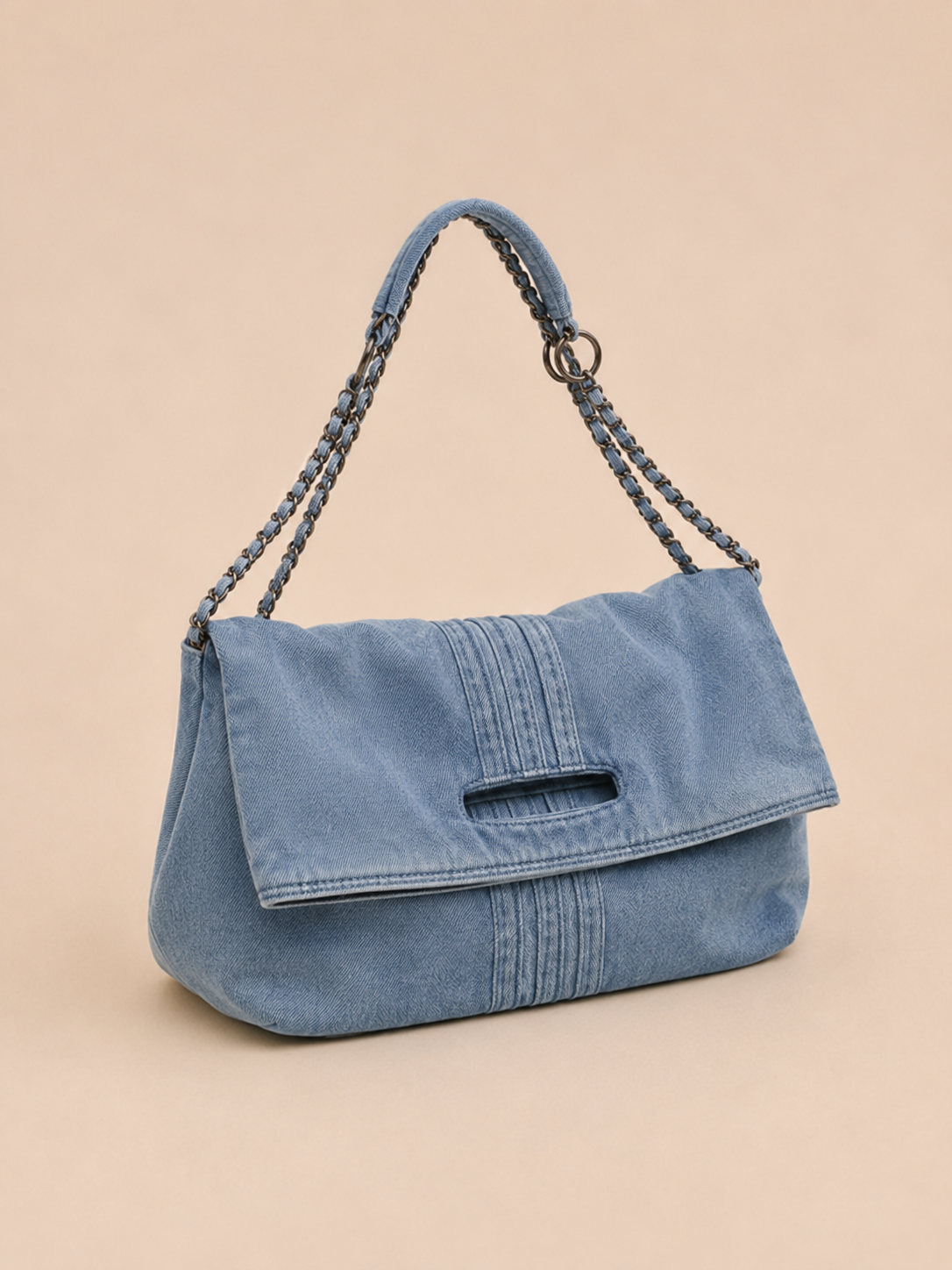 Vintage Chain-Strap Slouchy Shoulder Bag
