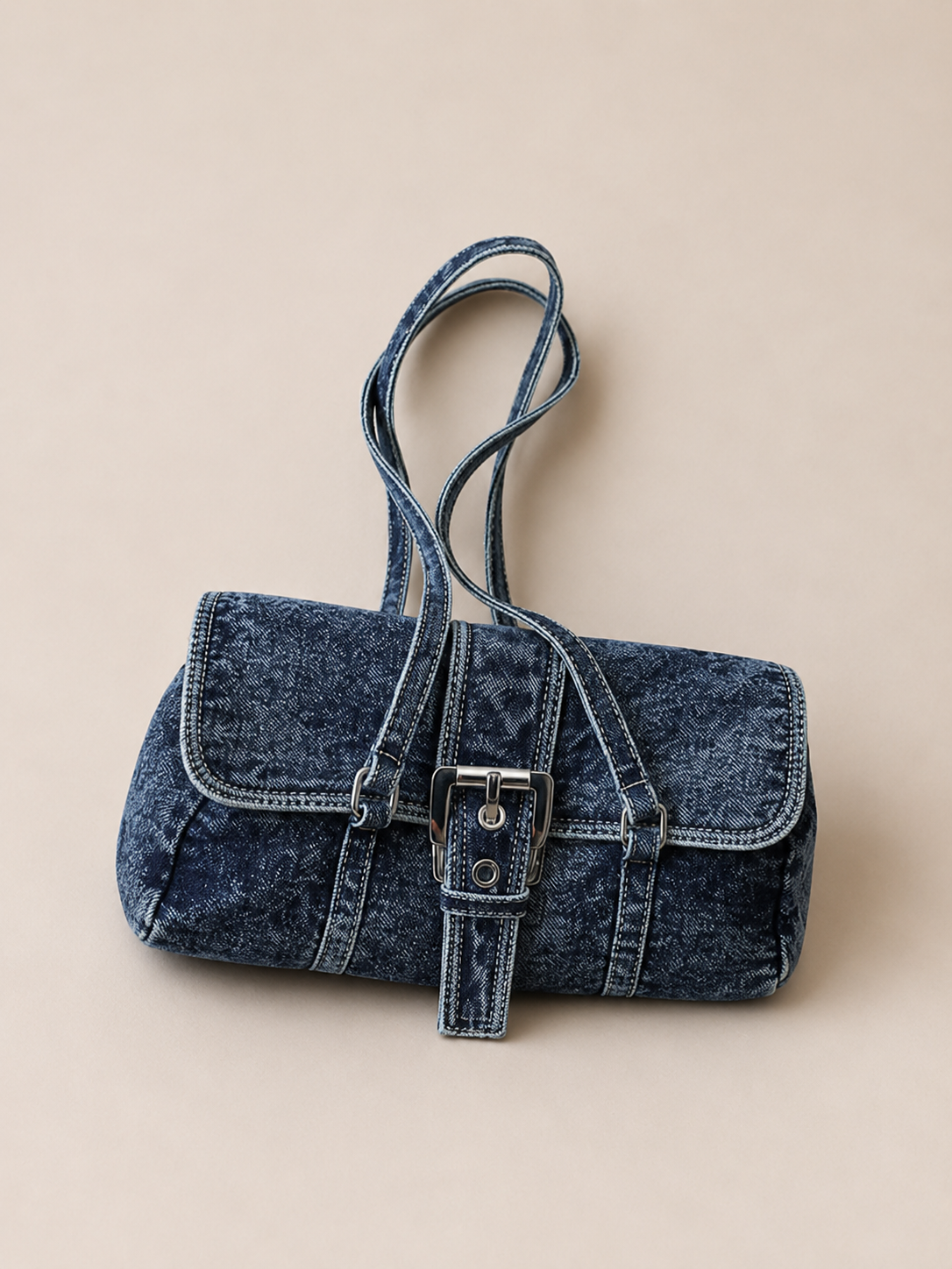 Vintage Buckle-Detail Structured Handbag