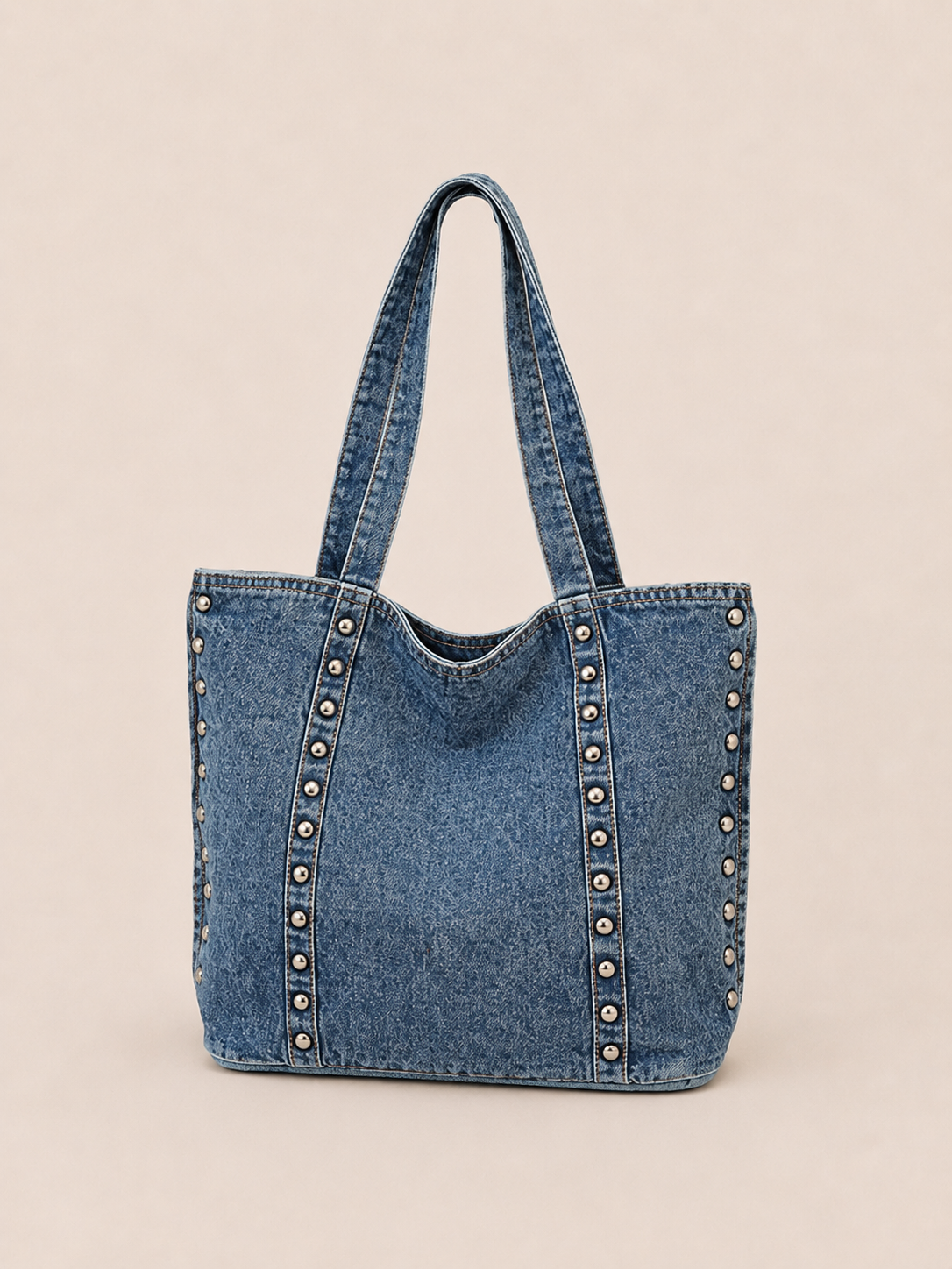Vintage Studded Oversized Tote Bag
