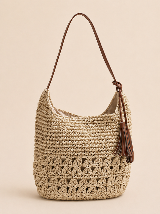Casual Tassel Tie Decor Shoulder Handbag