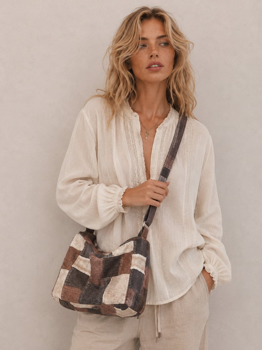 Casual Patchwork Slouchy Shoulder Bag
