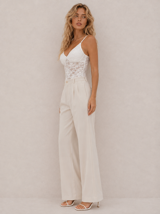 Romantic Lace-Panel Fitted Cami Top