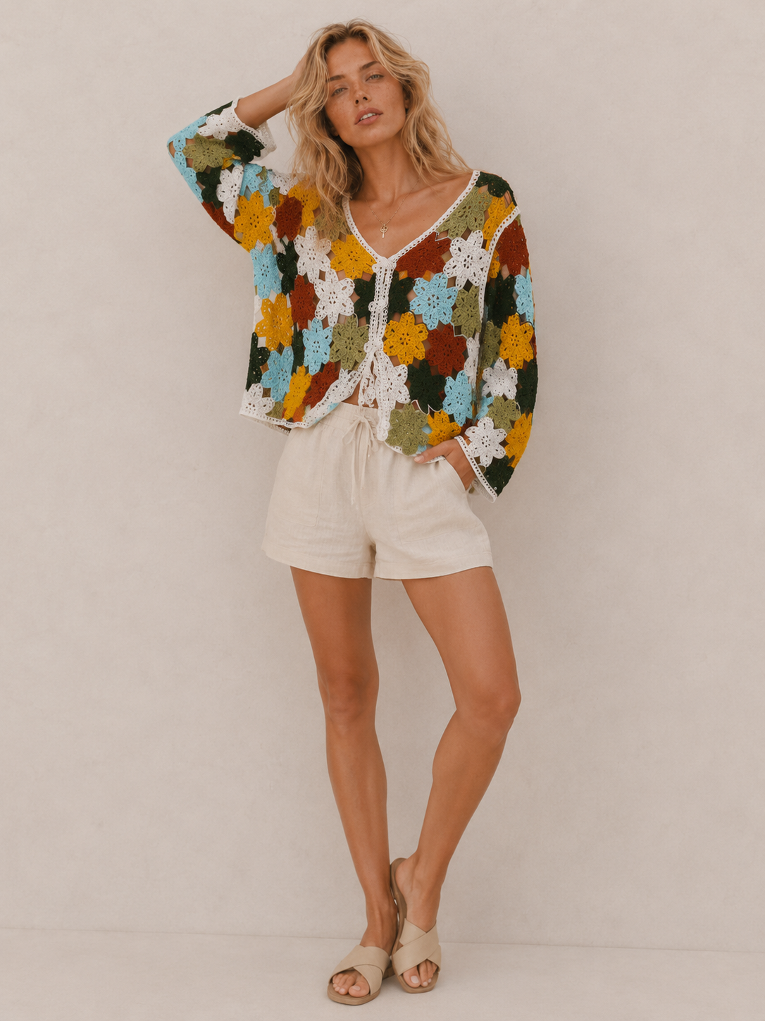 Bohemian Floral Crochet Relaxed Top