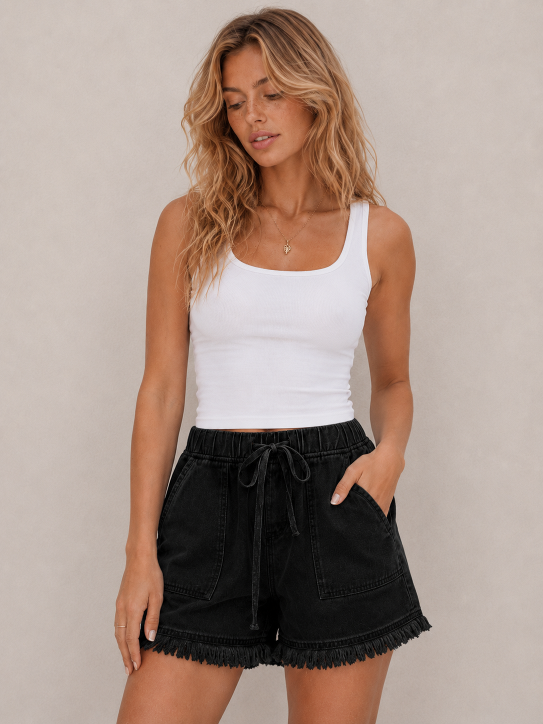 Casual Drawstring High-Waist Shorts