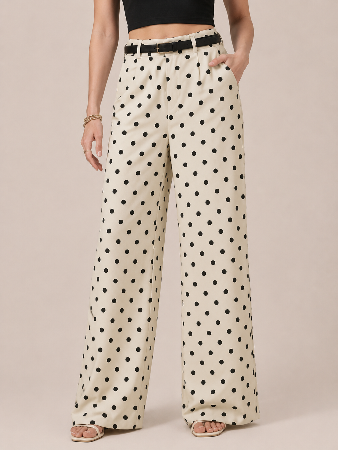 Polka Dot Wide Leg Casual Pants