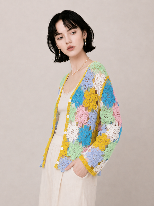 Bohemian Floral Crochet Relaxed Top