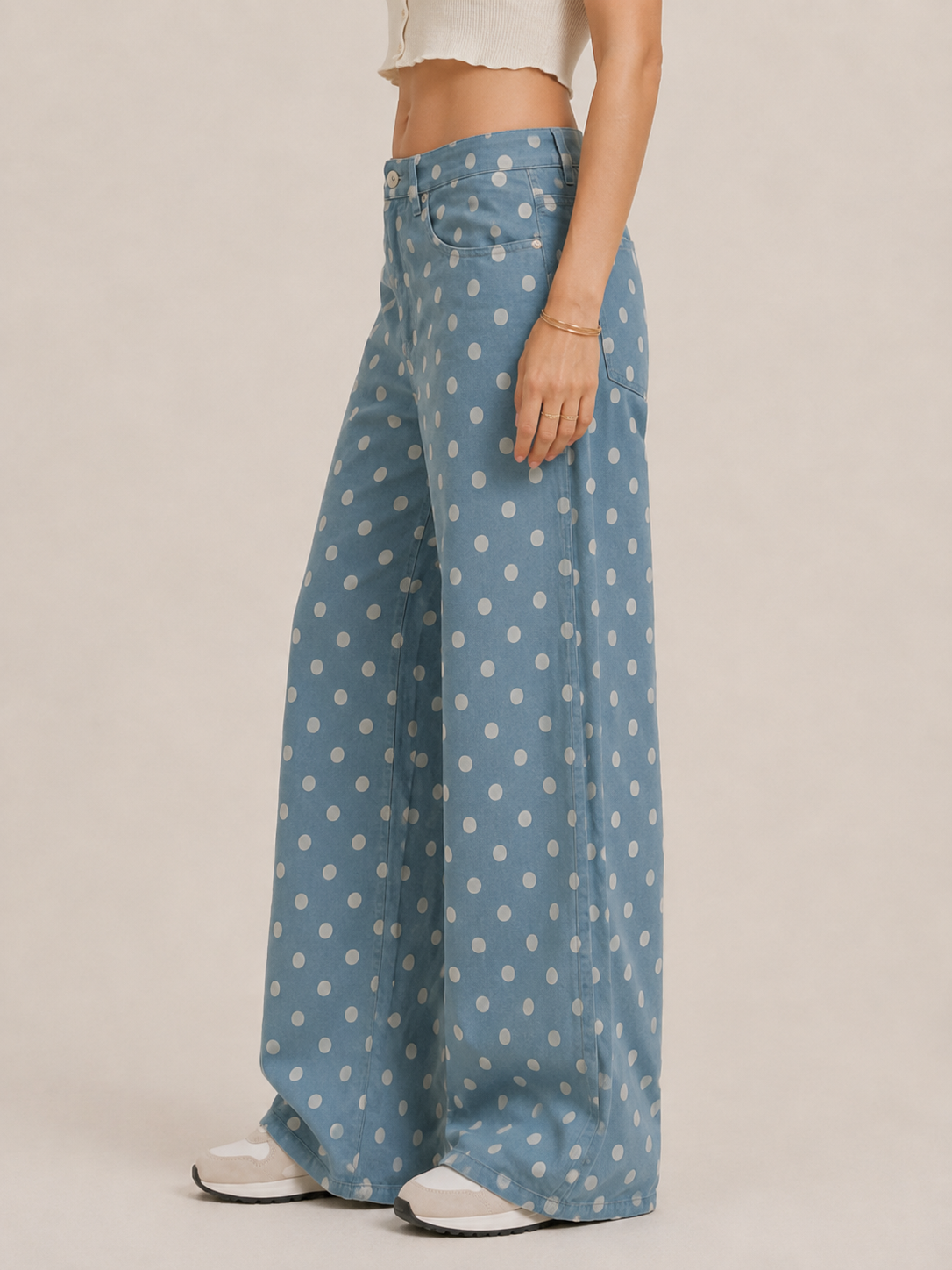 Polka Dot Wide Leg Casual Pants