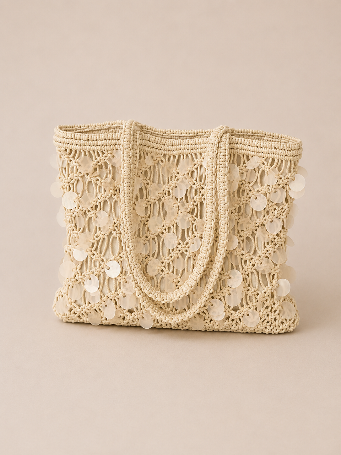 Sequin Straw Woven Crossbody Bag