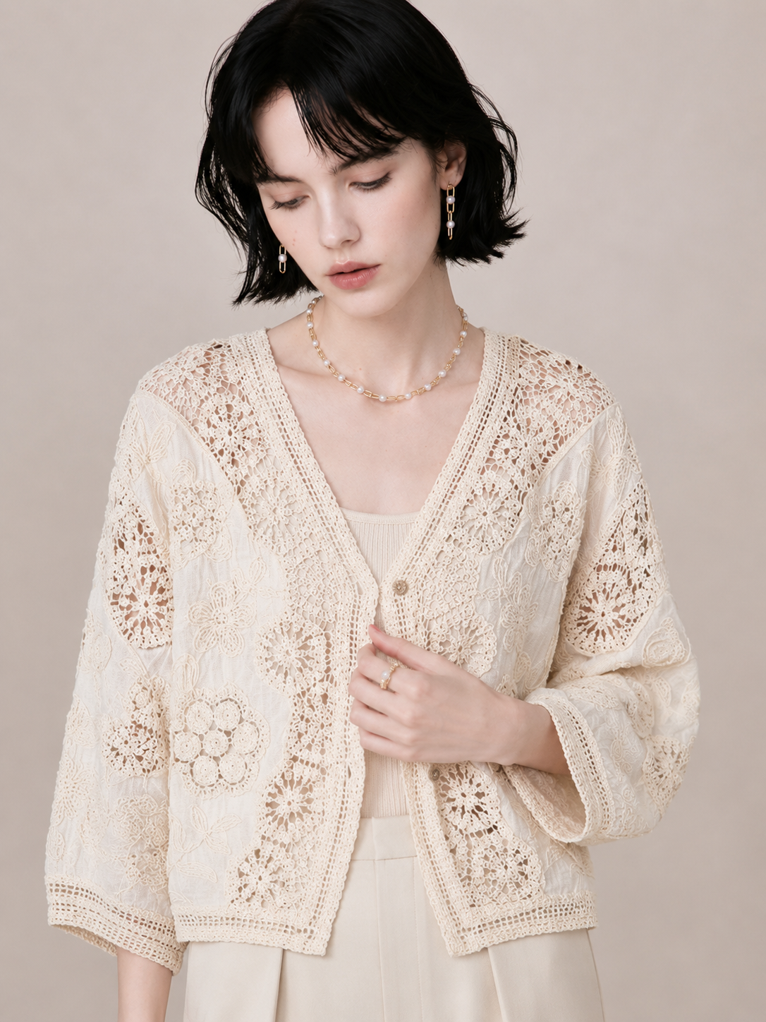Romantic Embroidered Relaxed Cardigan