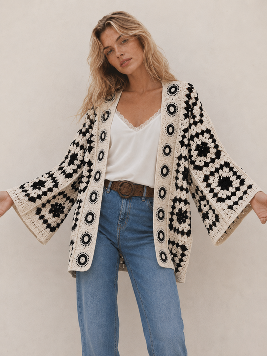 Bohemian Crochet Kimono Cardigan