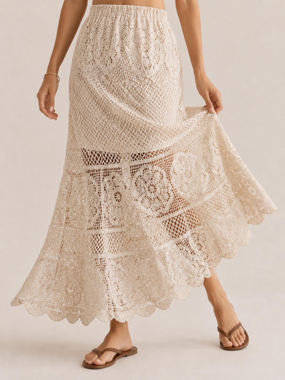 Romantic Crochet Maxi Skirt