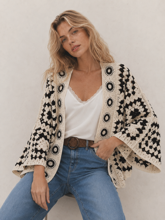Bohemian Crochet Kimono Cardigan
