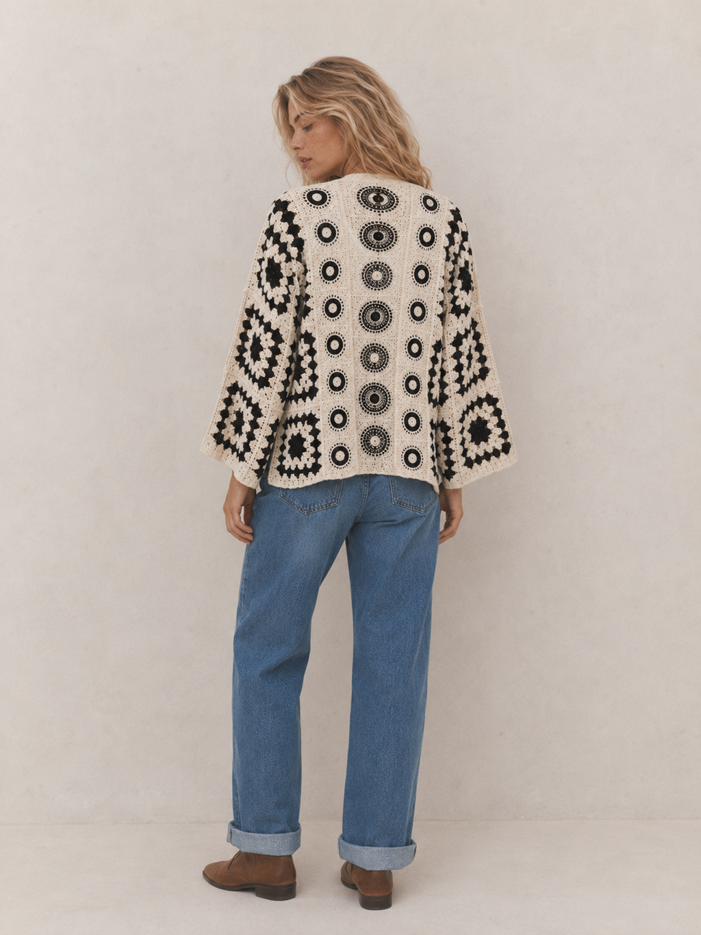 Bohemian Crochet Kimono Cardigan
