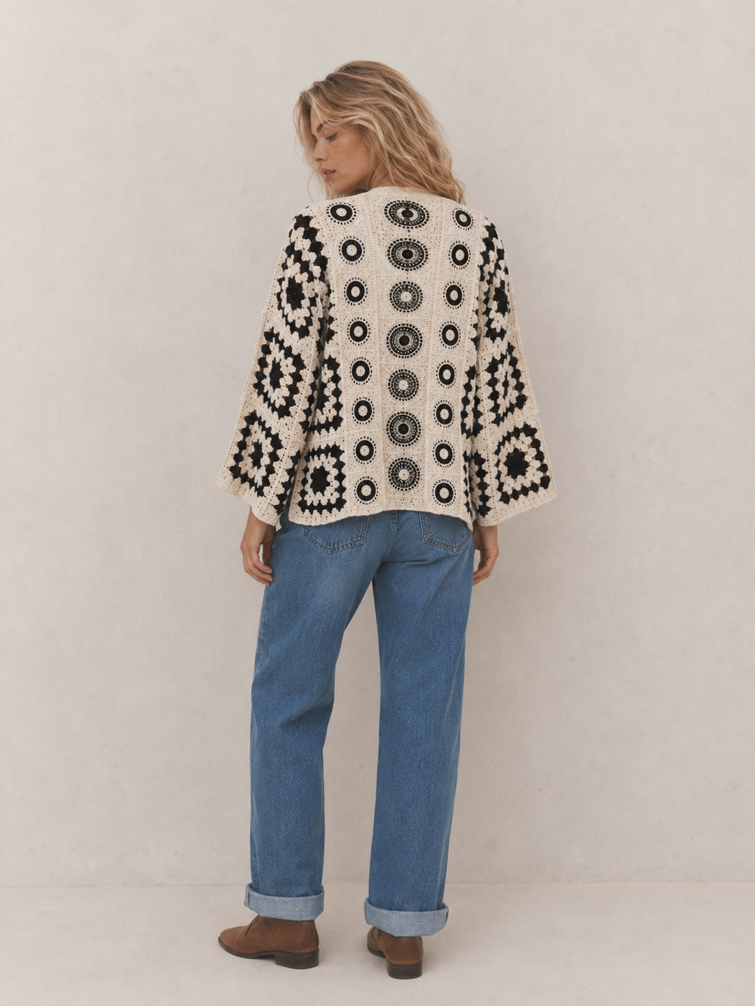 Bohemian Crochet Kimono Cardigan