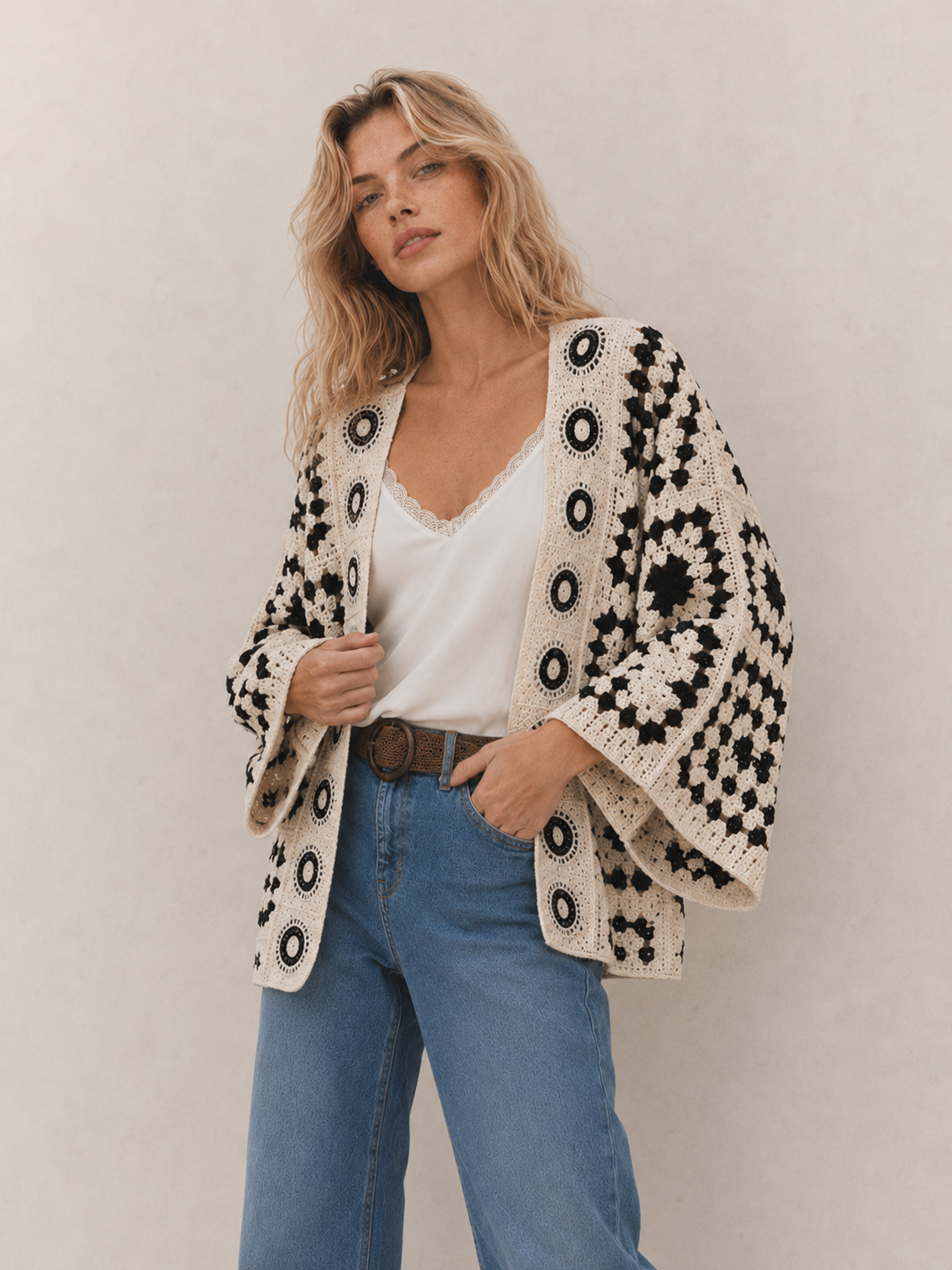 Bohemian Crochet Kimono Cardigan