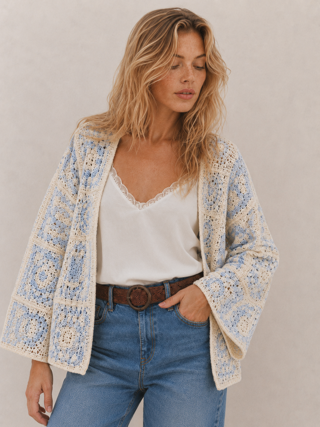 Bohemian Crochet Kimono Cardigan
