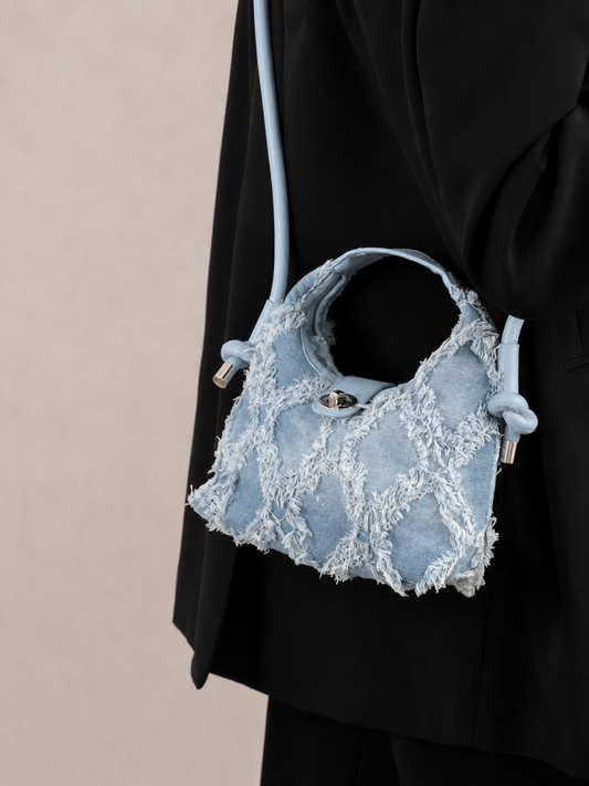 Trendy Frayed-Detail Structured Handbag