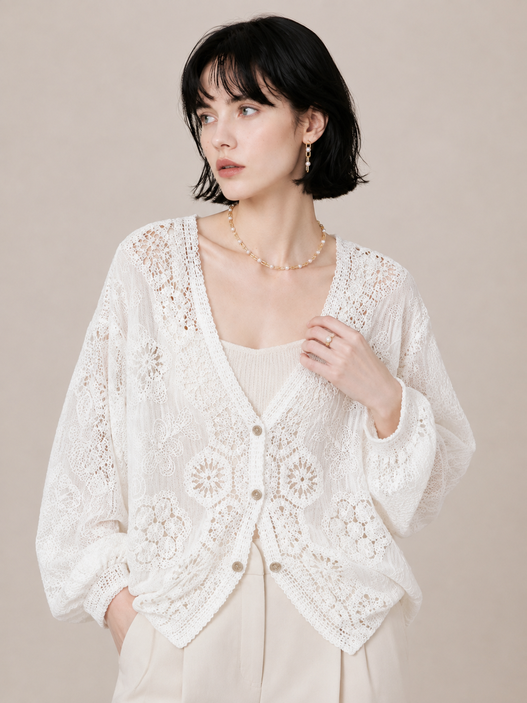 Romantic Embroidered Relaxed Cardigan