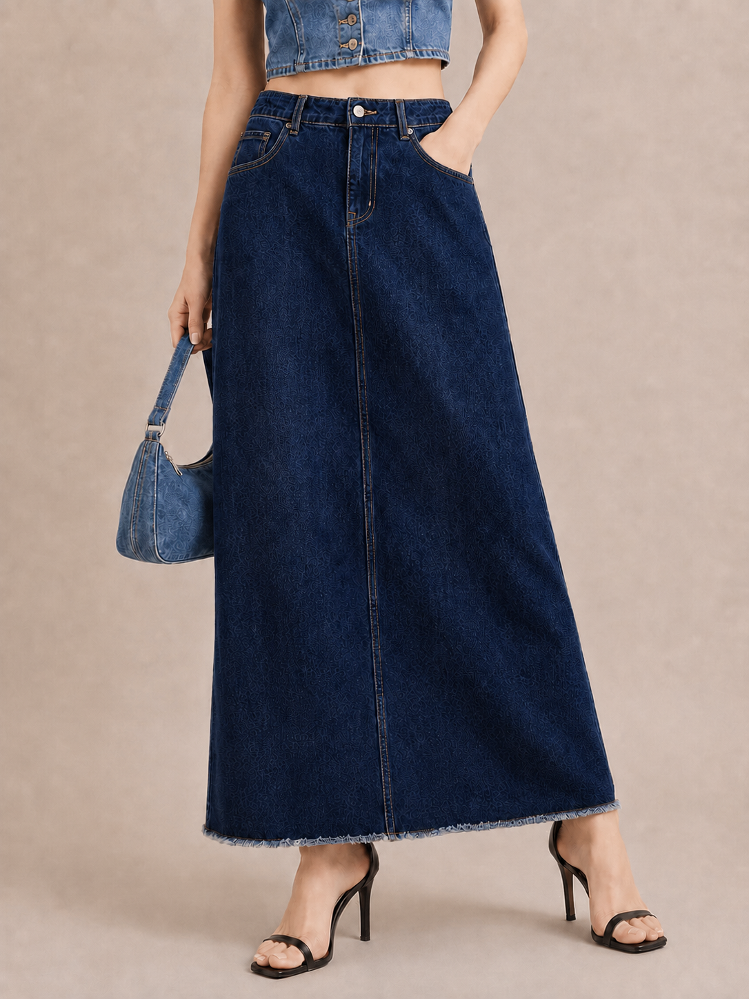 Relaxed High-Waist A-Line Maxi Skirt