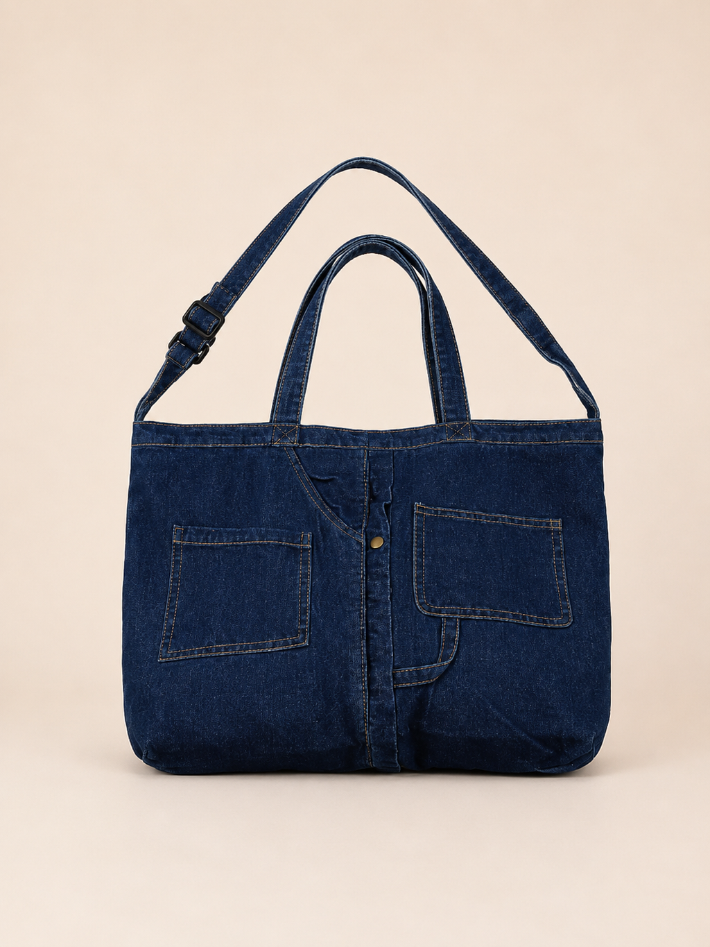 Vintage Pocketed Slouchy Tote Bag