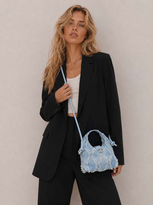 Trendy Frayed-Detail Structured Handbag
