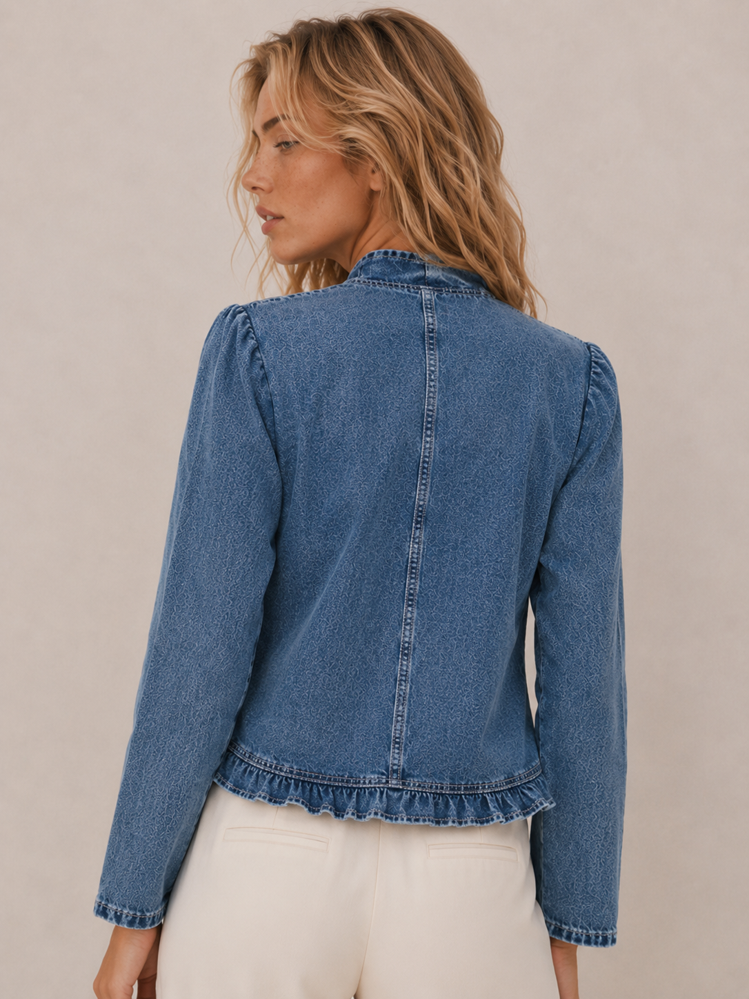 Chic Ruffle-Trim Fitted Jacket