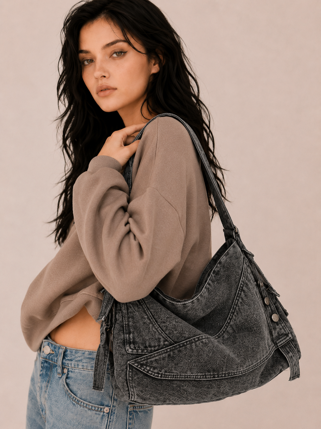 Relaxed Multi-Strap Slouchy Shoulder Bag