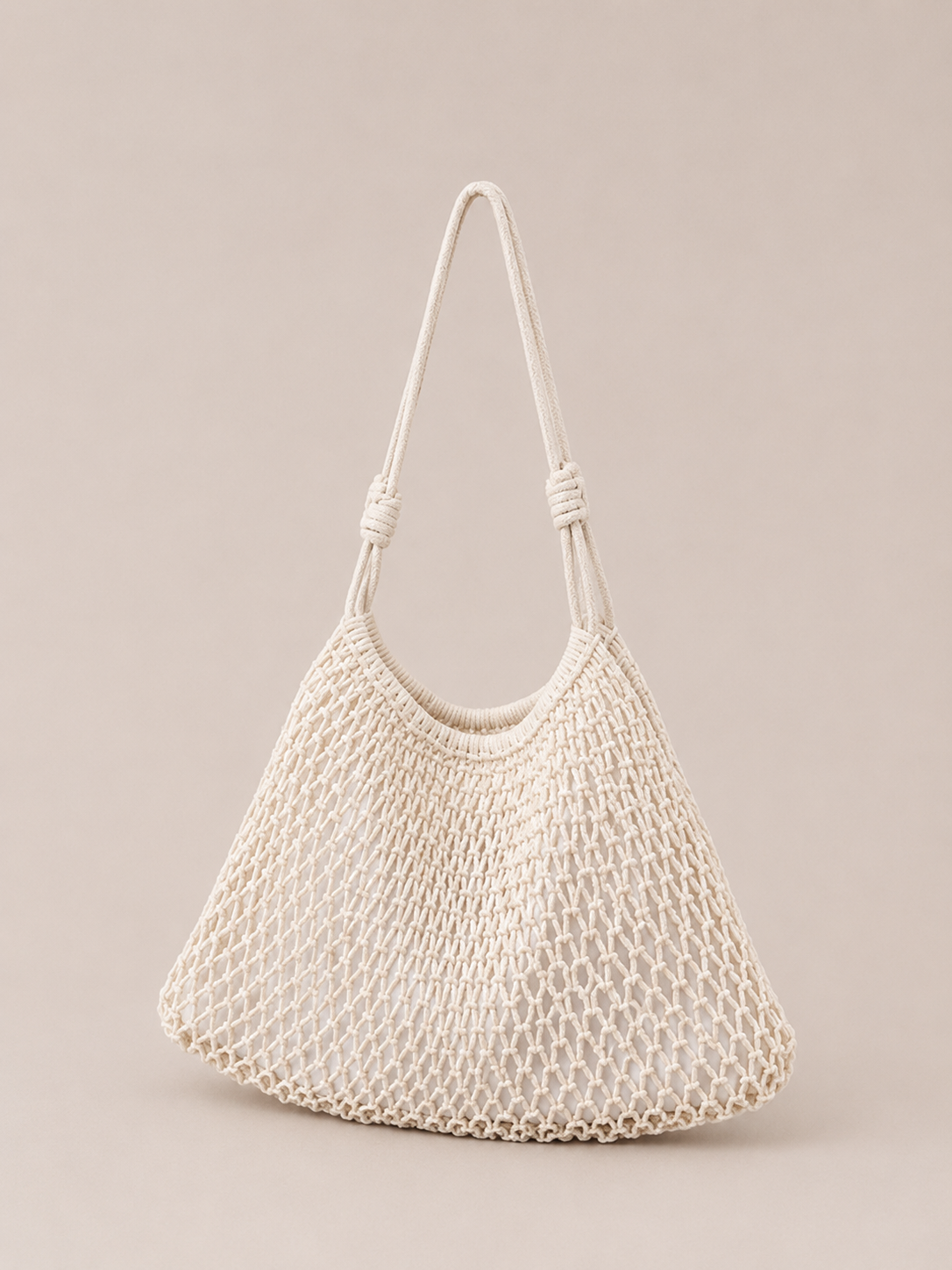 Shaped Net Knotted Strap Shoulder Tote Bag