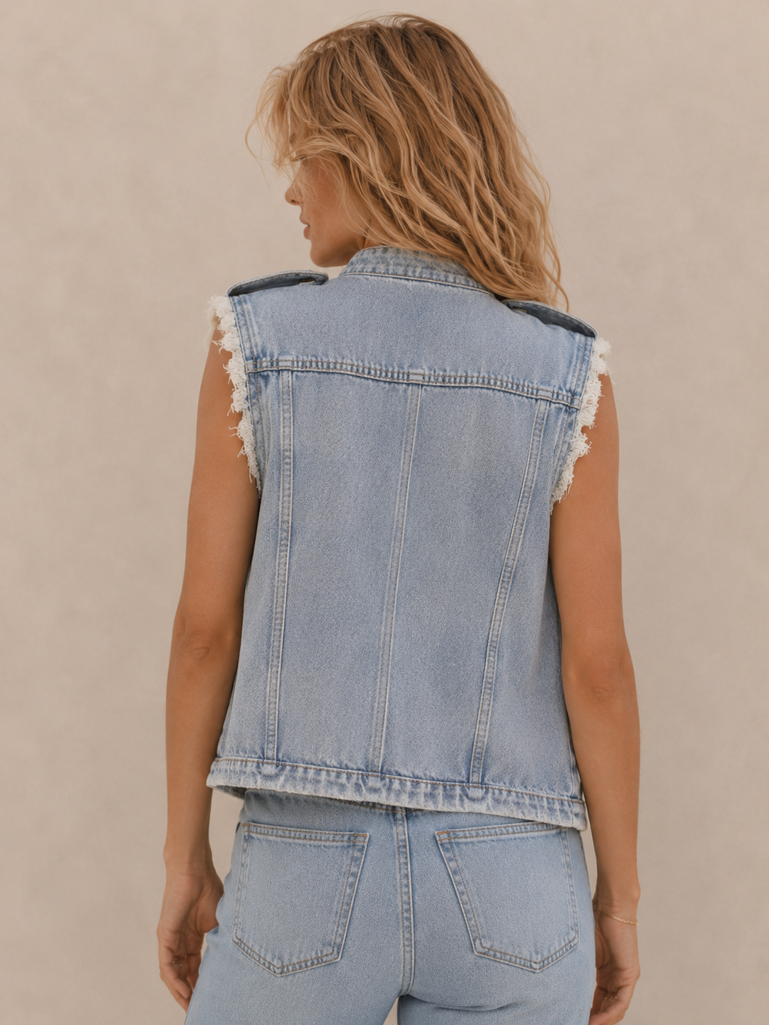 Vintage Buckle-Detail Relaxed Vest